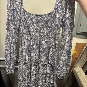 Altar'd State Blue and White Long Sleeve Dress